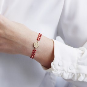 bracelet-personnalise-medaille-rouge