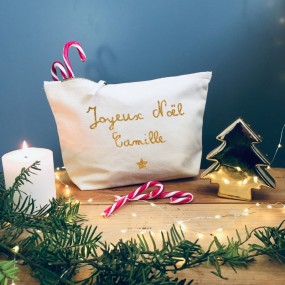 Trousse de Noël à personnaliser -  "Joyeux Noël + Prénom"