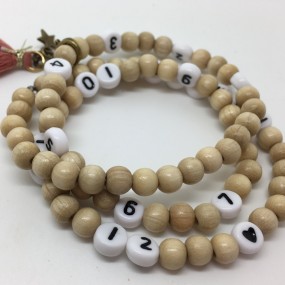 Bracelet d'allaitement - Perles bois et pompon
