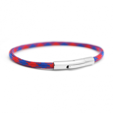 Bracelet personnalisé Homme - Le Tressé rouge et bleu